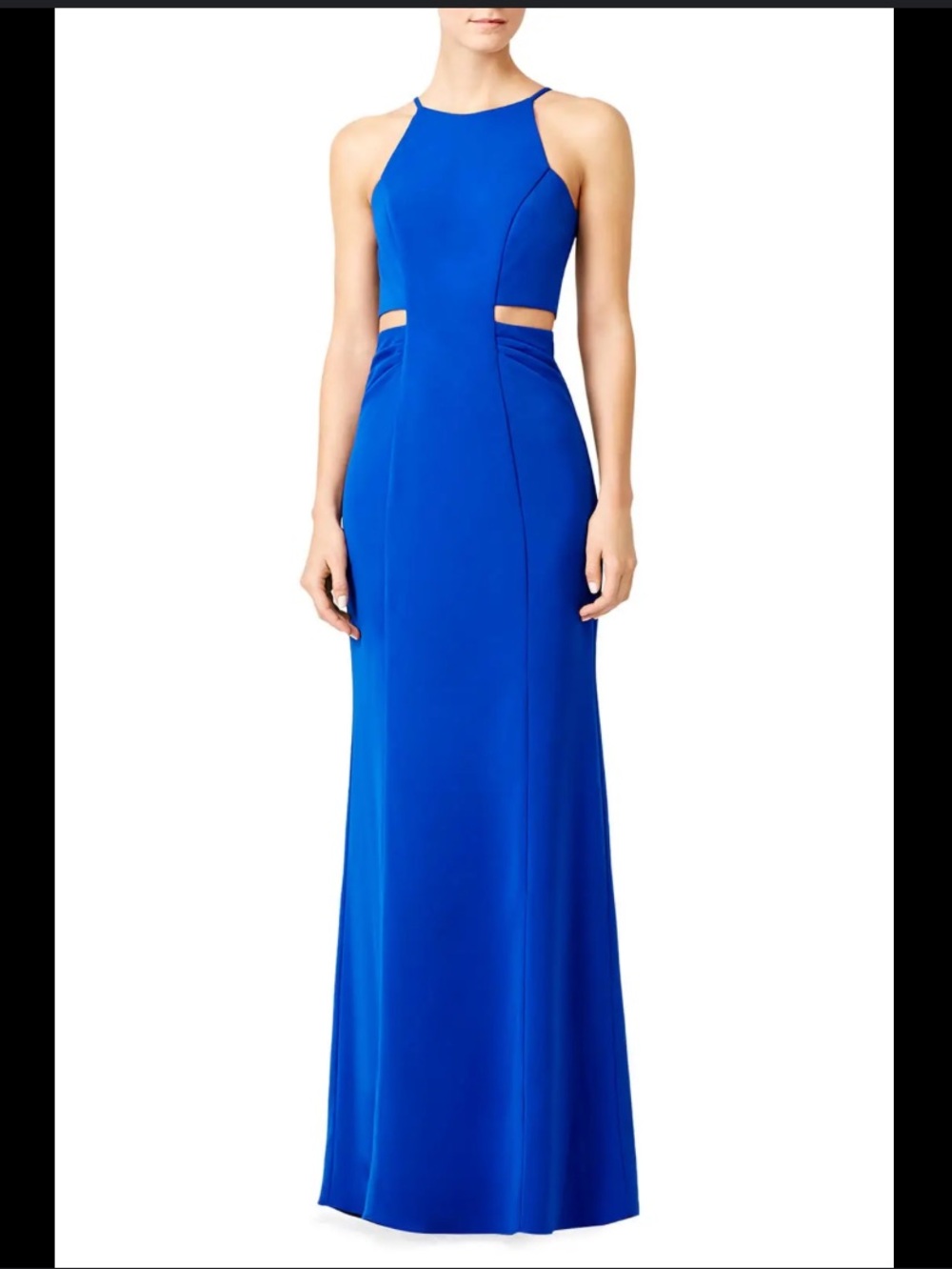 Badgley Mischa Elegant cobalt Blue Cutout Halter Evening Gown